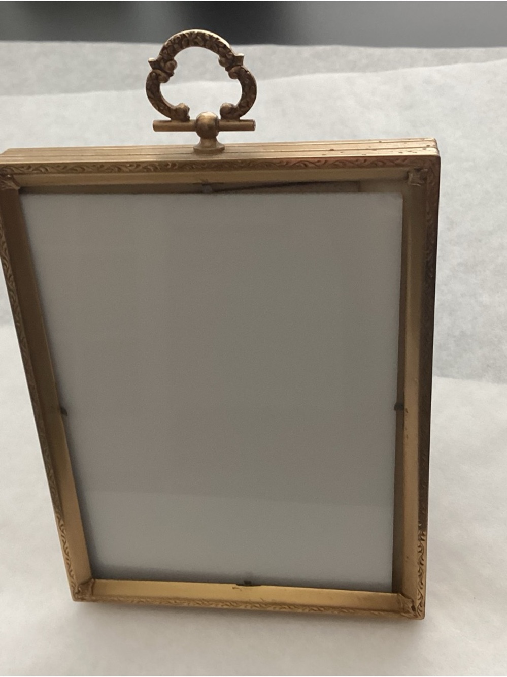 Antique Opalotype Milk Glass Brass photo frame 1850 period. VERy, very rare